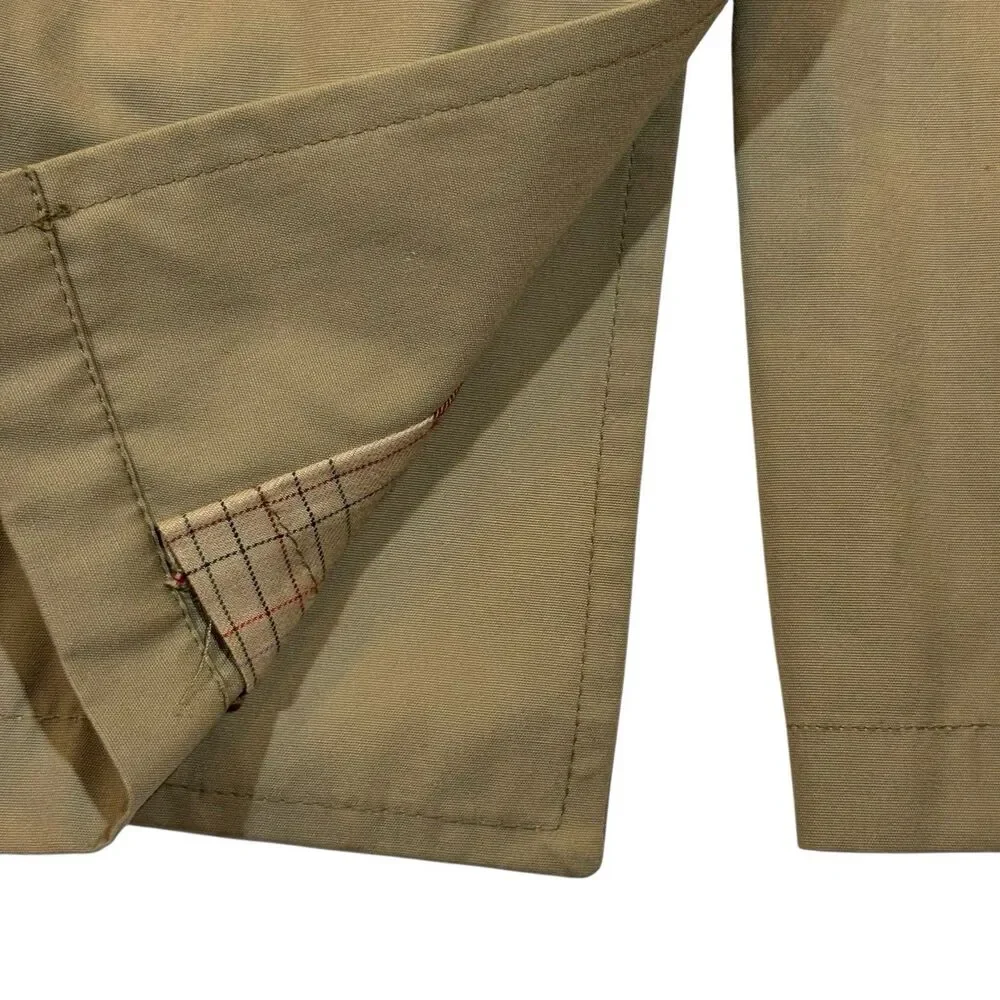 Vintage Jos. A.‎ Bank All-Weather Khaki Trench Coat 46R Wool Liner Made in USA